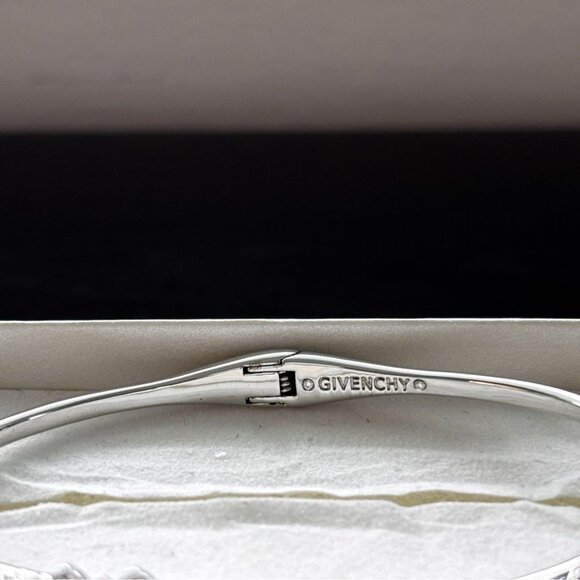 Givenchy Silver-Tone Crystal-Accented Open Bangle Bracelet For Women - Picture 4 of 7
